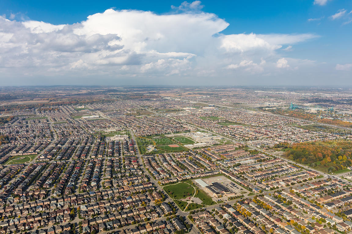 Aerial drone moving shot of Vaughan