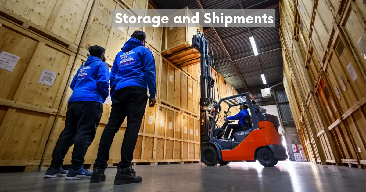 Moving cost based on storage and shipment in Canada